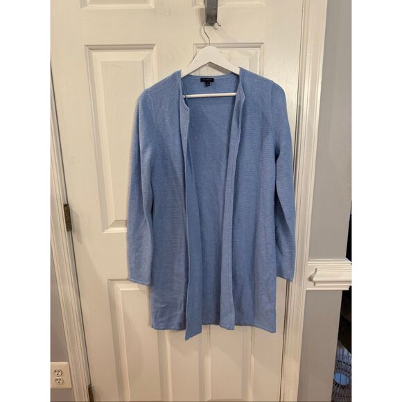 Talbots Light Blue Open Front Long Line Cardigan Sweater sz S EUC - Picture 1 of 9